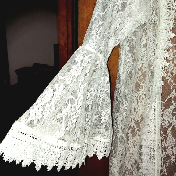 Kimono, White Lace, Beautiful, Sz.2X, Perfect for Weddings, Swimsuit Coverup, - Picture 6 of 9